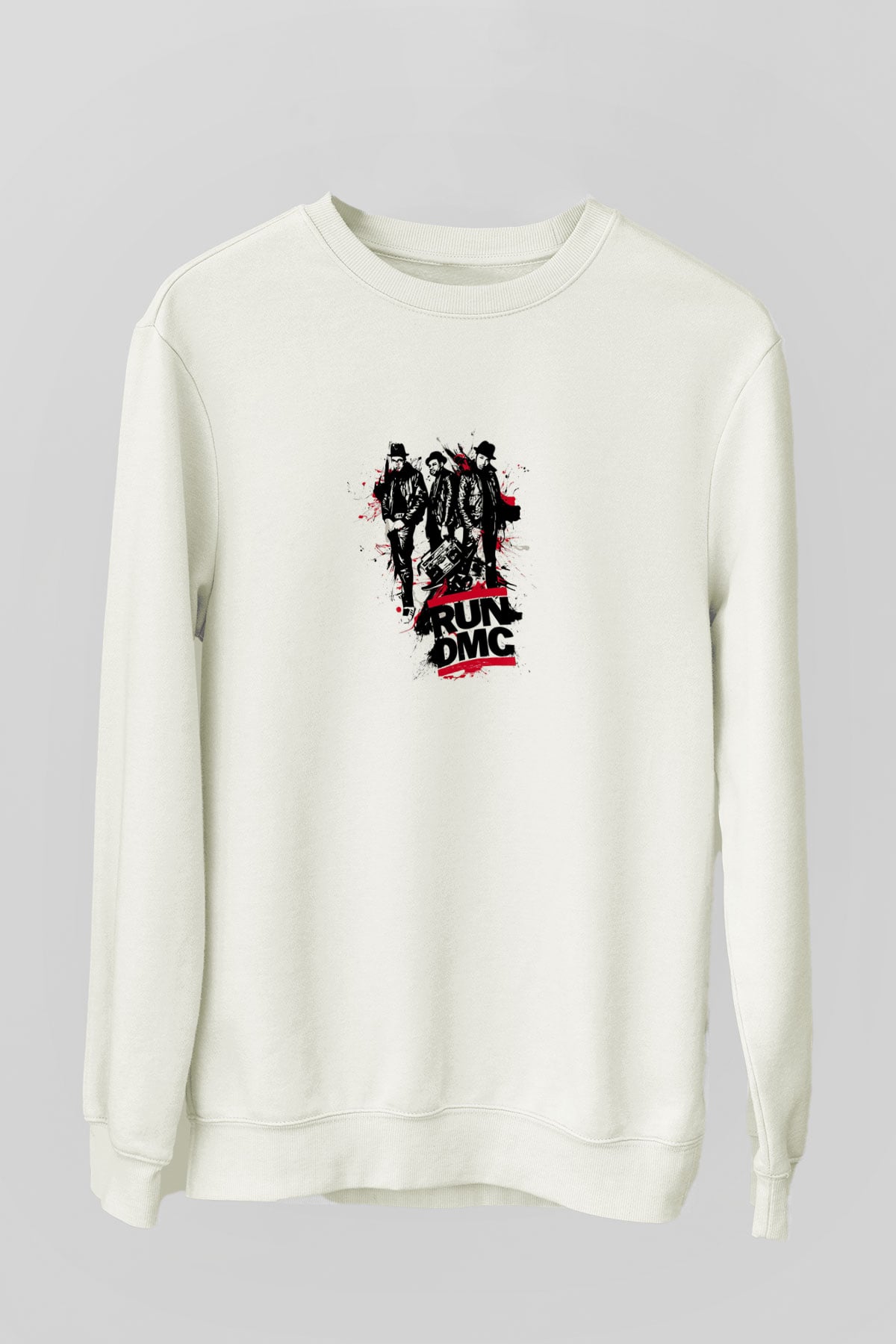 Run DMC Baskılı Unisex Beyaz Sweatshirt