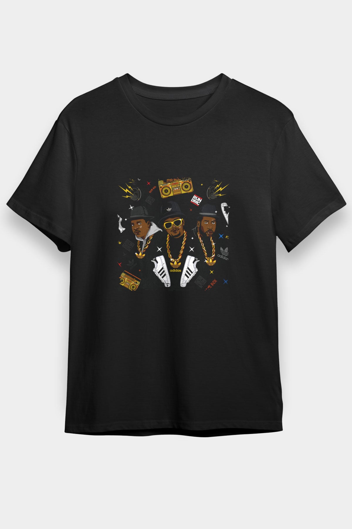 Run DMC Baskılı Unisex Siyah Tişört