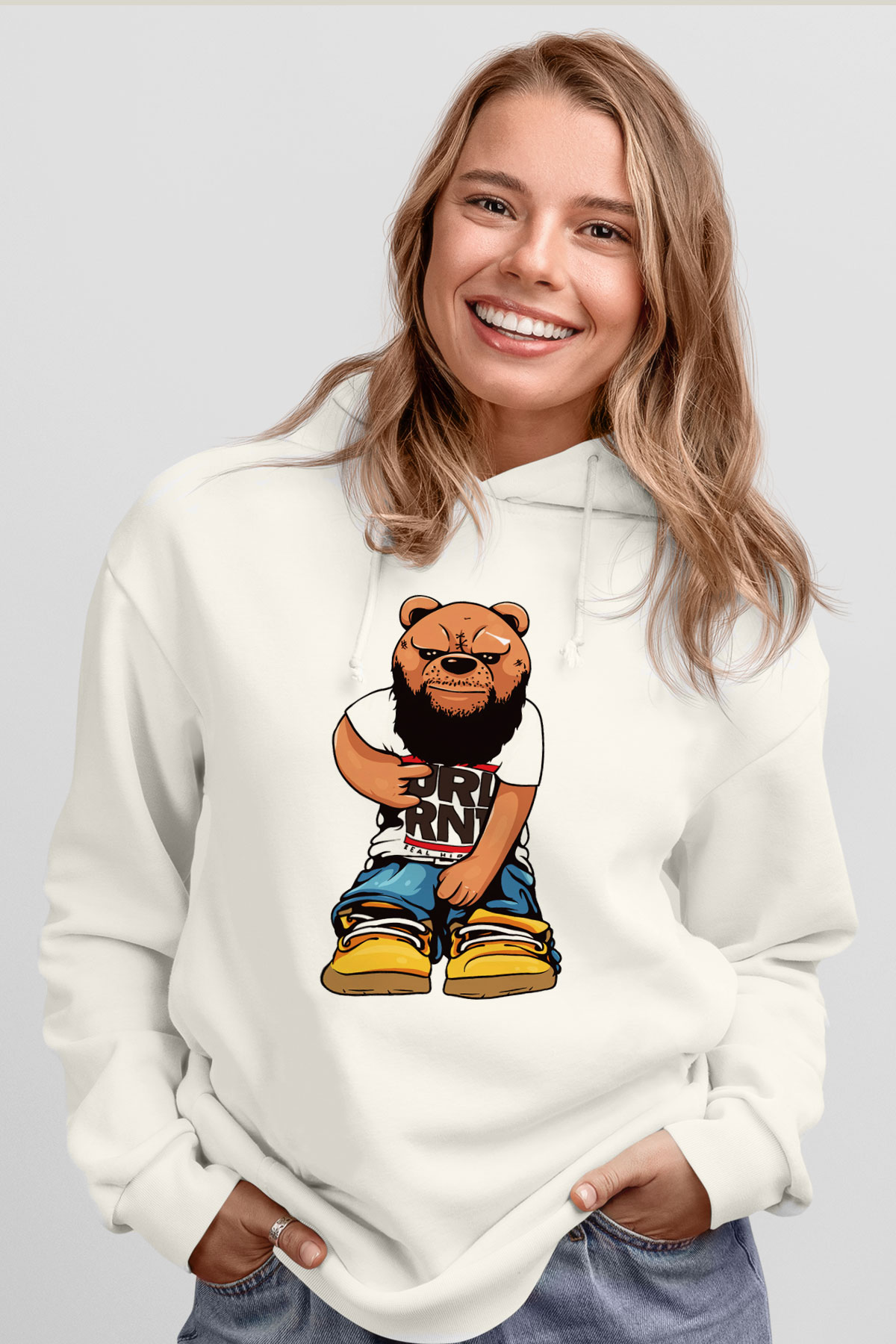 Run DMC Beyaz Unisex Kapşonlu Sweatshirt