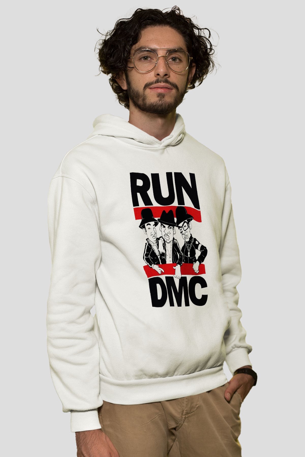Run DMC Beyaz Unisex Kapşonlu Sweatshirt