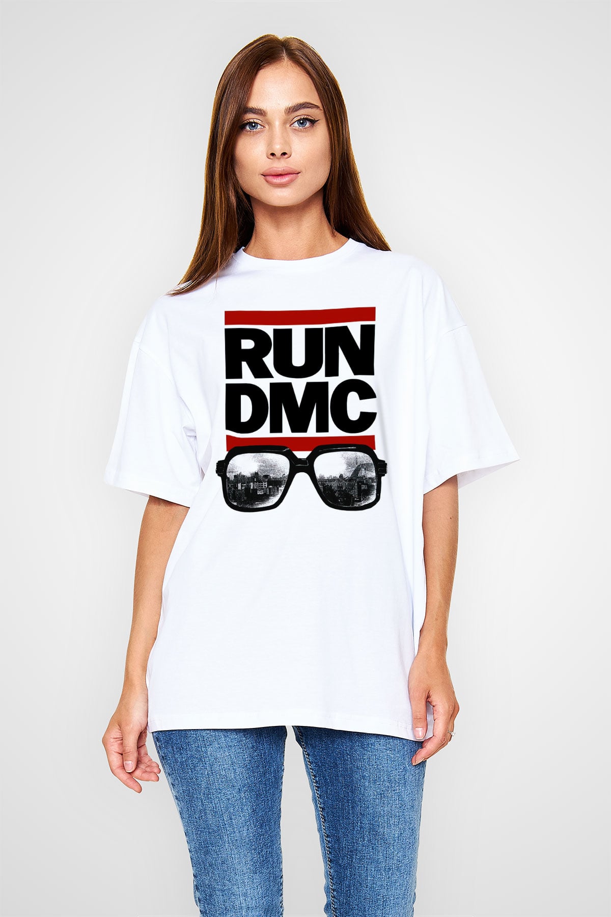 Run DMC Beyaz Unisex Oversize Tişört T-Shirt