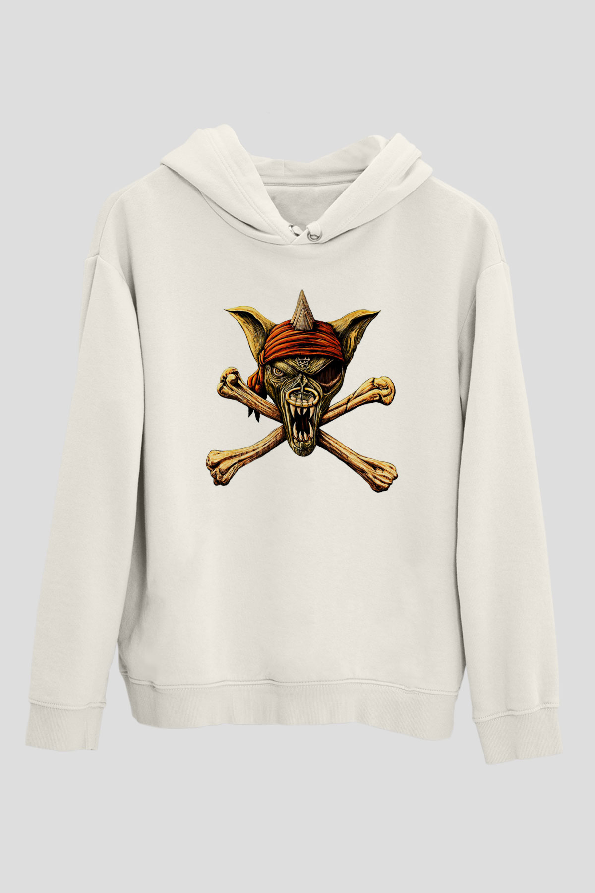 Running Wild Baskılı Beyaz Unisex Kapüşonlu Sweatshirt