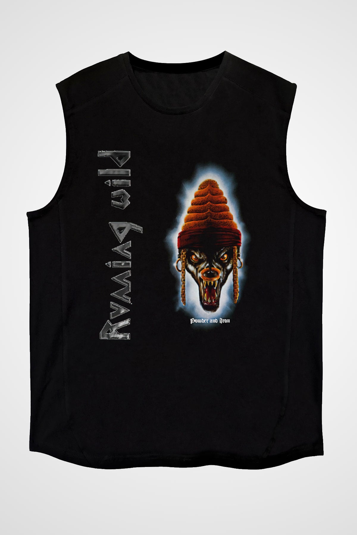 Running Wild Baskılı Unisex Siyah Kolsuz Tişört - Tshirt
