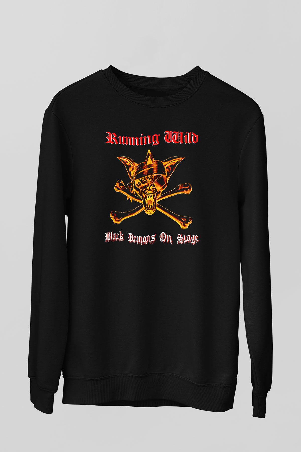 Running Wild Baskılı Unisex Siyah Sweatshirt