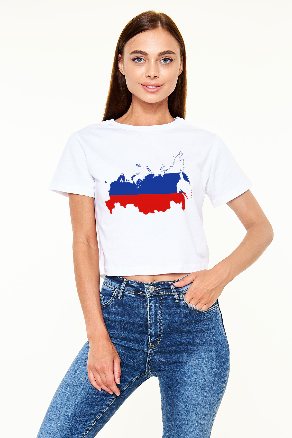 Rusya Beyaz Croptop Tişört