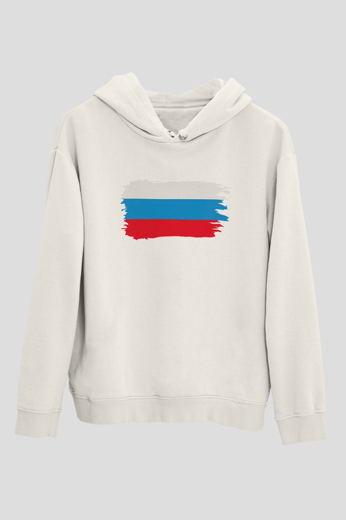 Rusya Beyaz Unisex Kapşonlu Sweatshirt