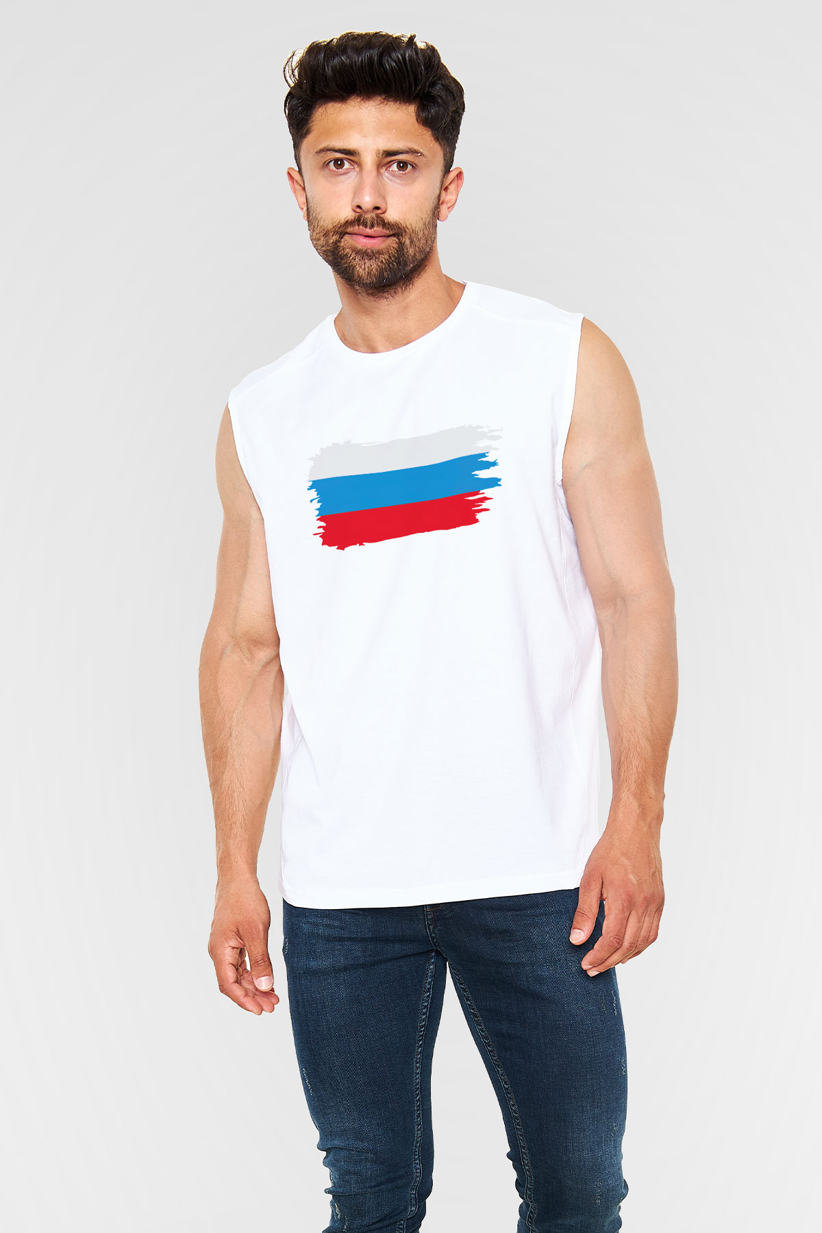 Rusya Beyaz Unisex Kolsuz Tişört