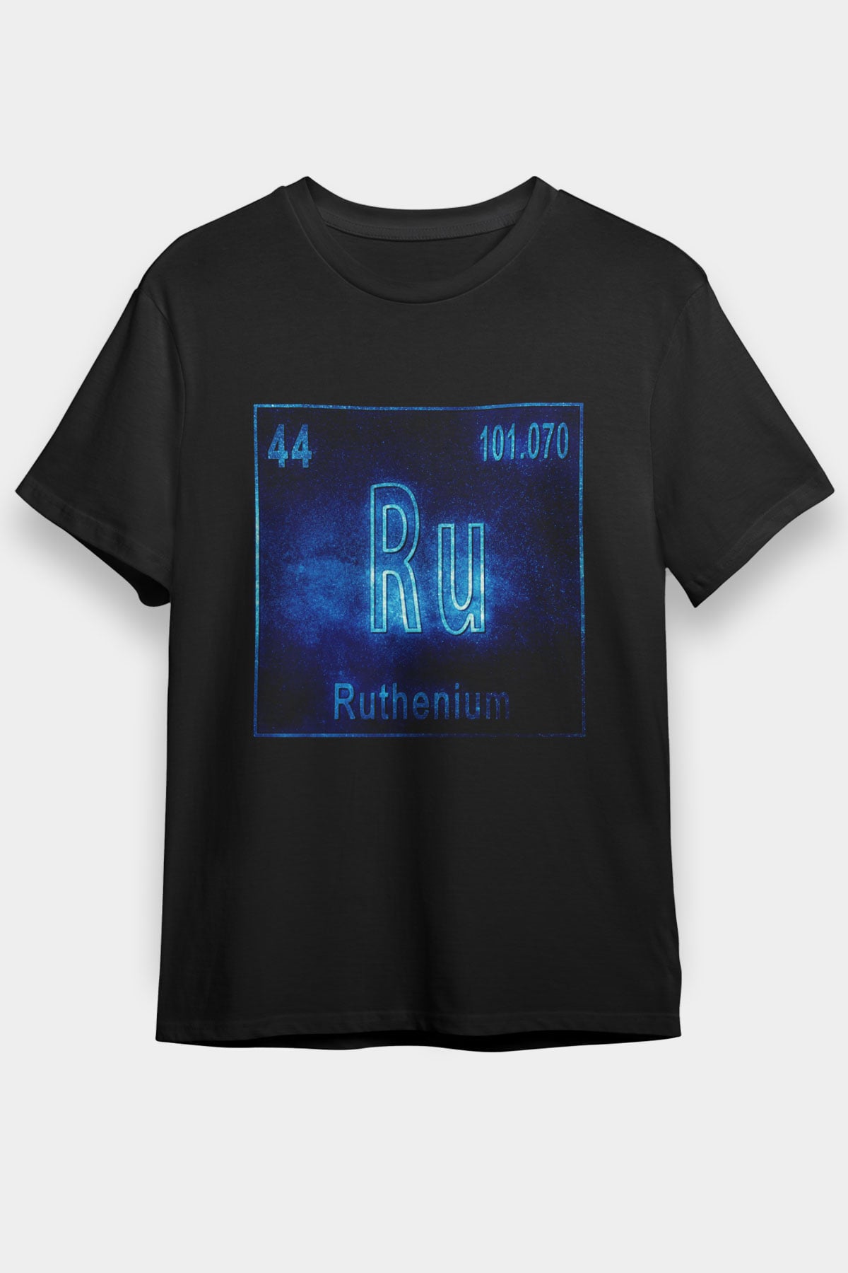 Rutenyum Atom Numarası Baskılı Unisex Siyah Tişört