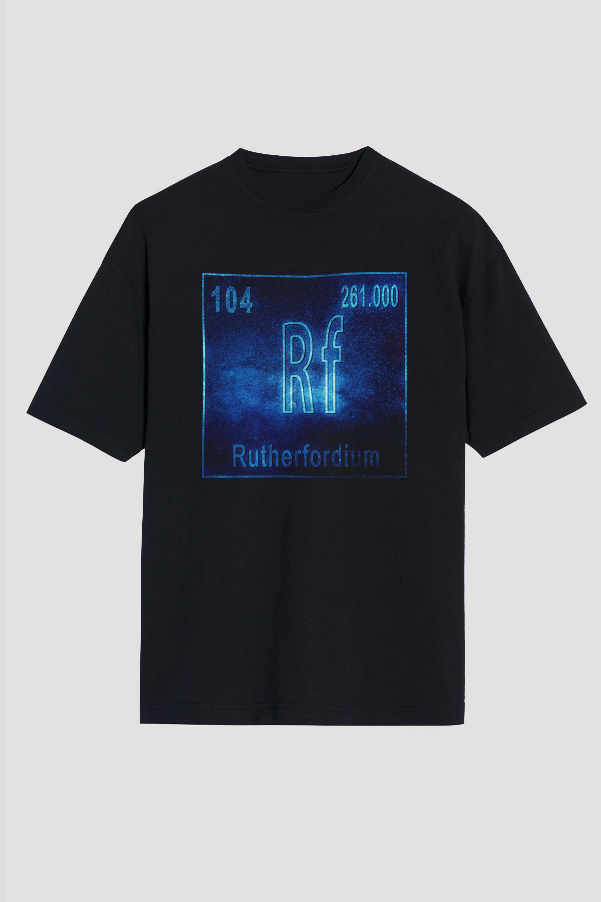 Rutherfordyum Atom Numarası Baskılı Unisex Siyah Oversize Tişört