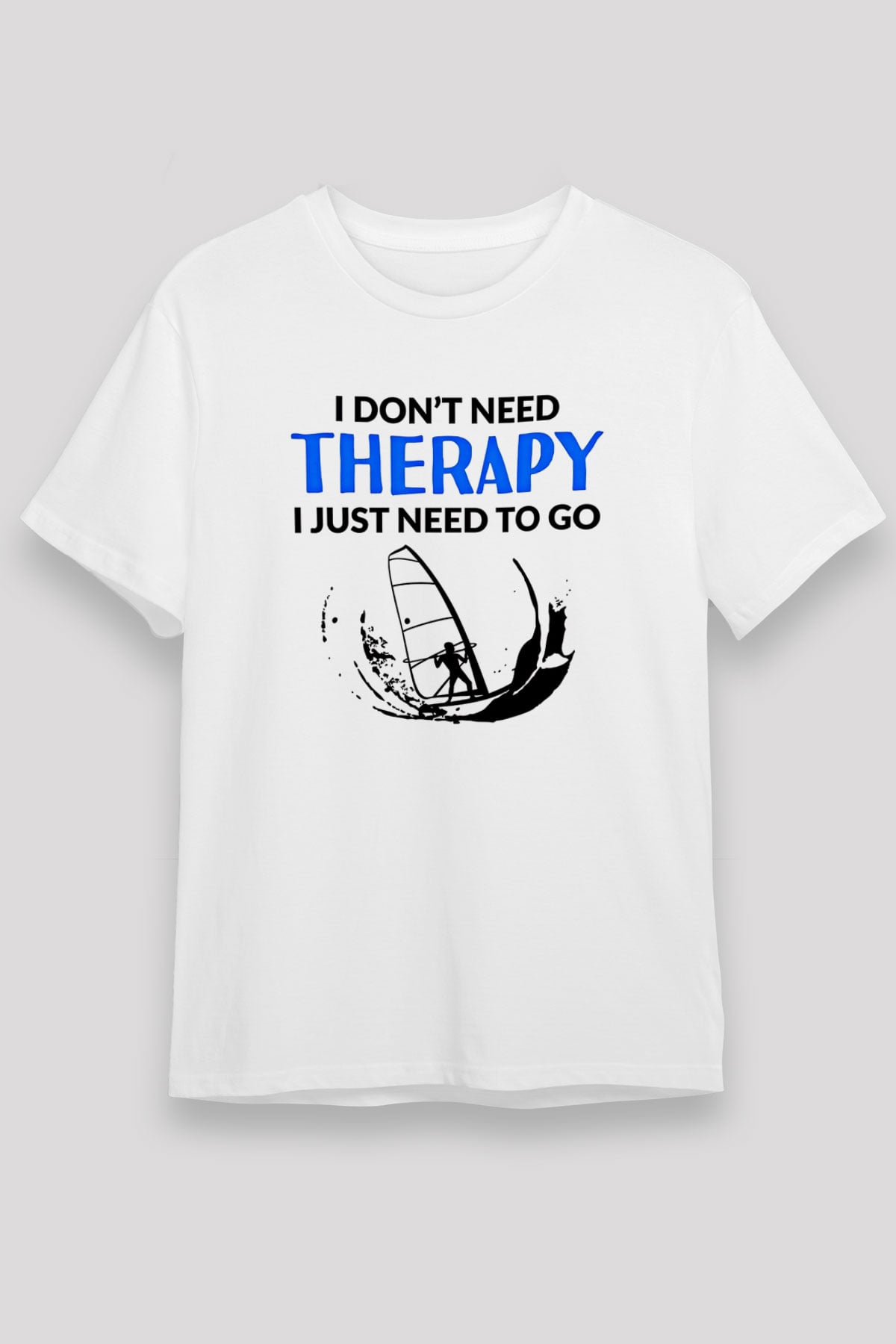 Rüzgar Sörfü Baskılı Unisex Beyaz Tişört - Tshirt