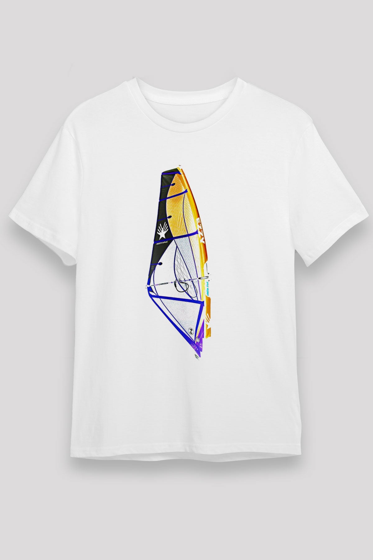 Rüzgar Sörfü Baskılı Unisex Beyaz Tişört - Tshirt