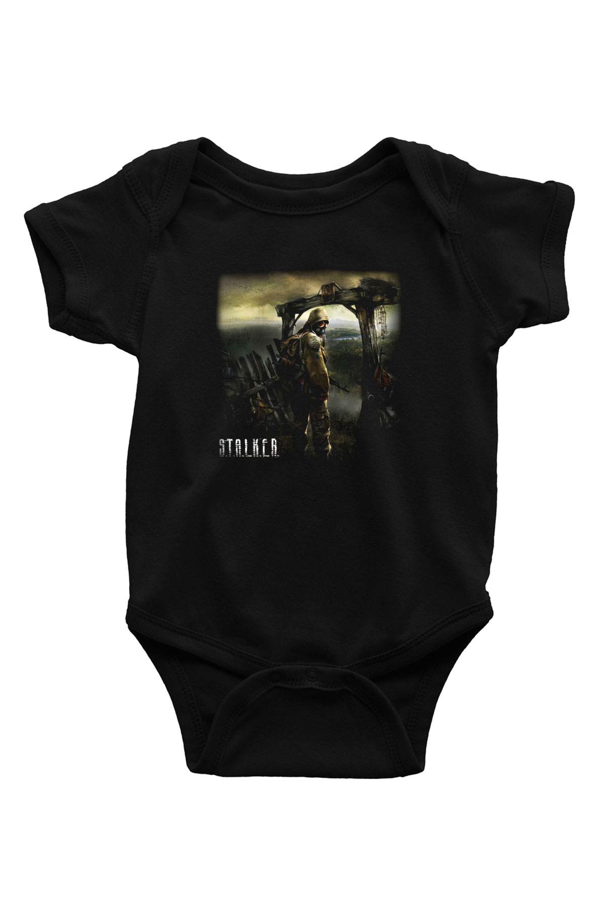 S.T.A.L.K.E.R. Baskılı Siyah Bebek Body - Zıbın