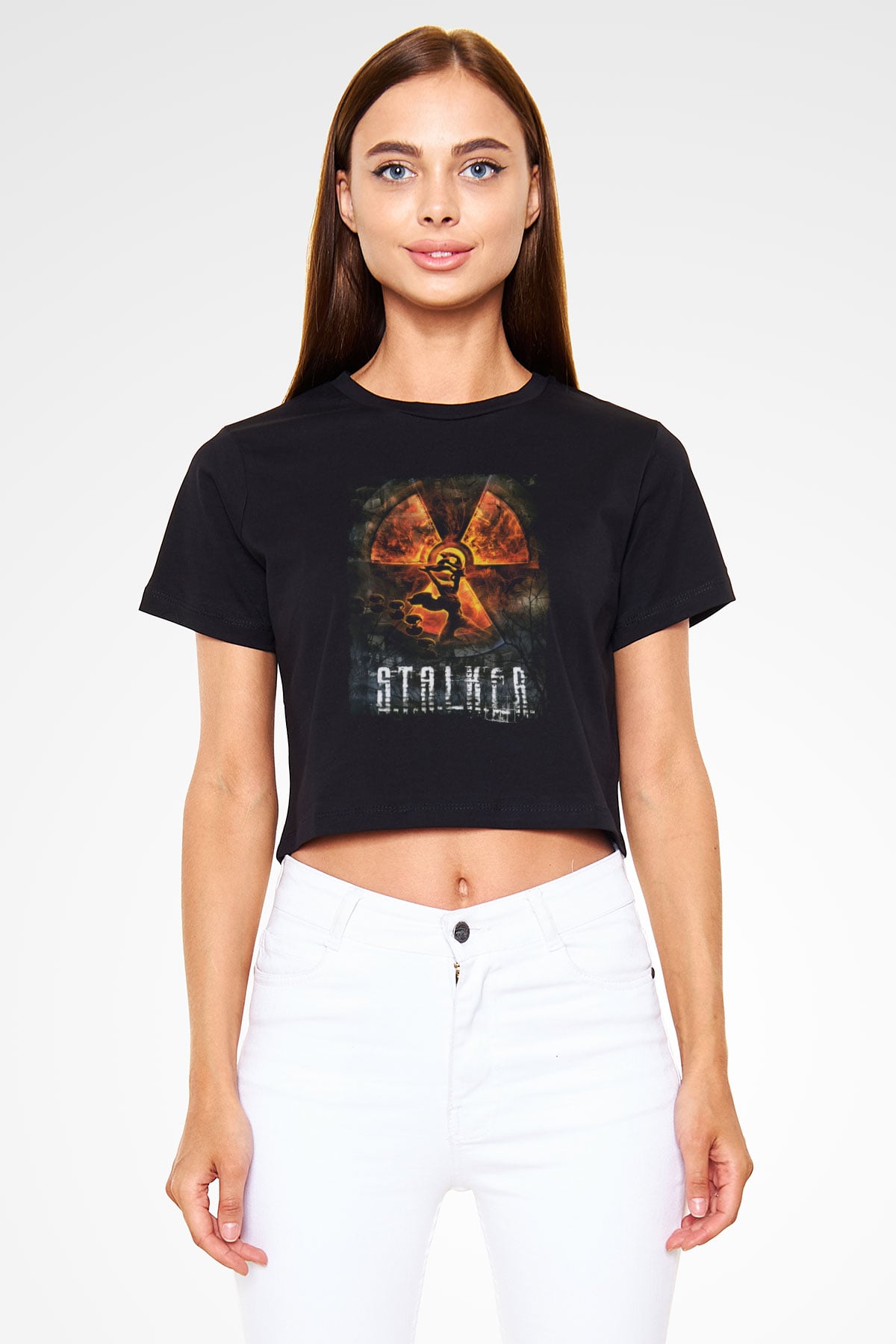 S.T.A.L.K.E.R. Siyah  Crop Top Tişört