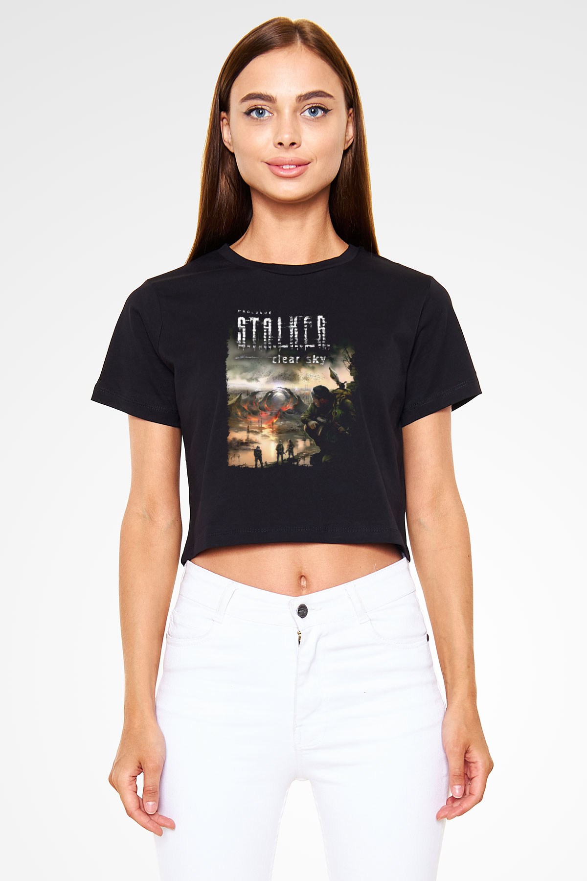 S.T.A.L.K.E.R. Siyah  Crop Top Tişört