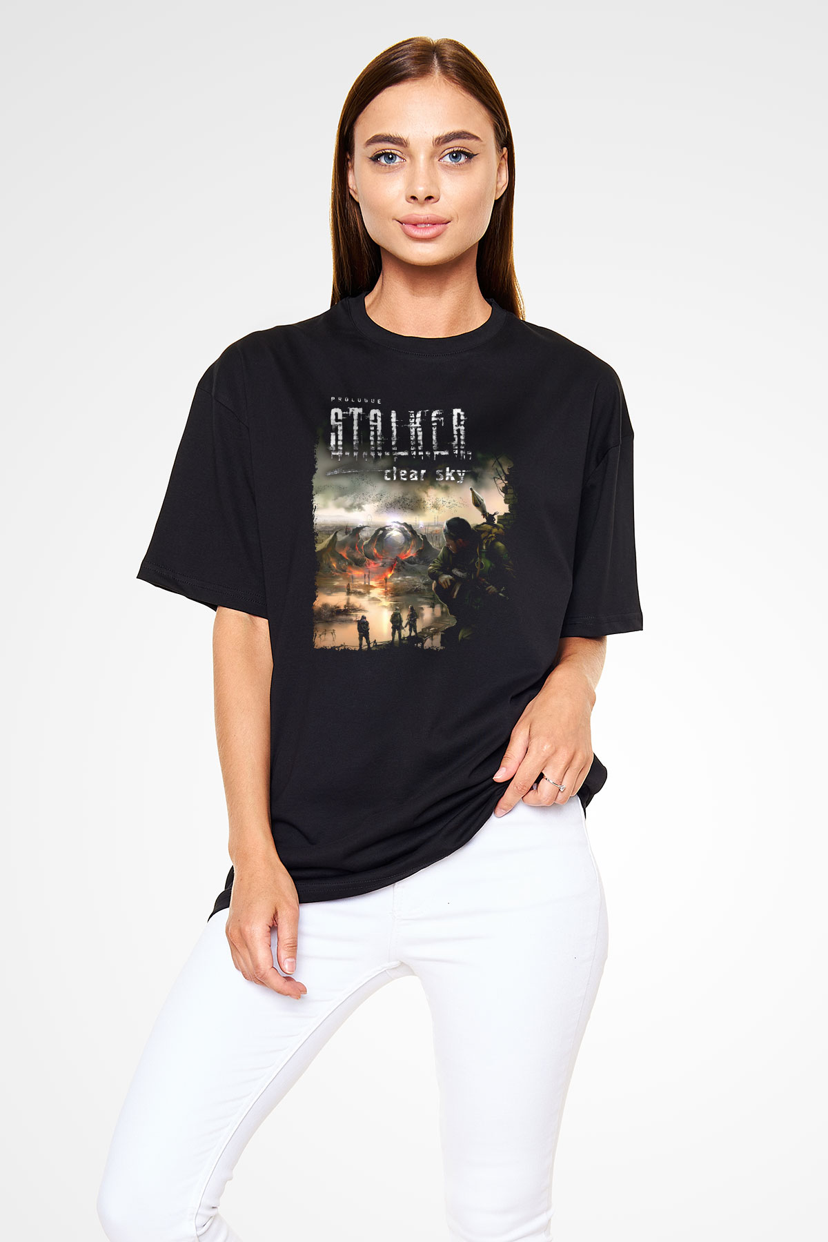 S.T.A.L.K.E.R. Siyah Oversize Tişört Oversize T-shirt