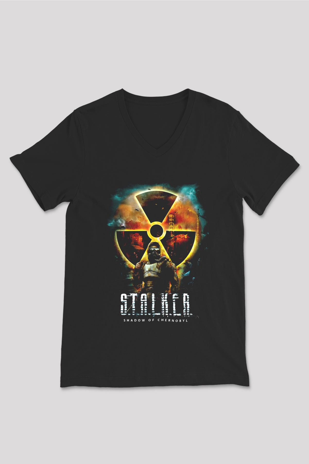 S.T.A.L.K.E.R. Siyah Unisex V Yaka Tişört