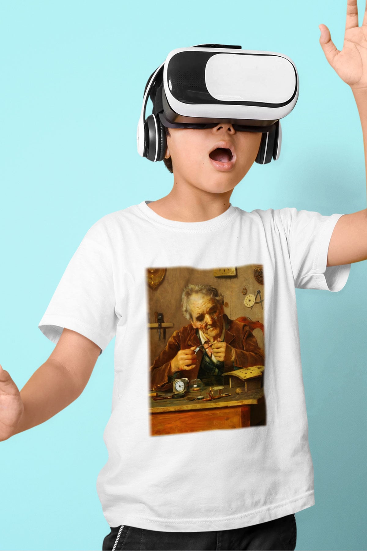 Saatçi Baskılı Beyaz Unisex Çocuk Tişört