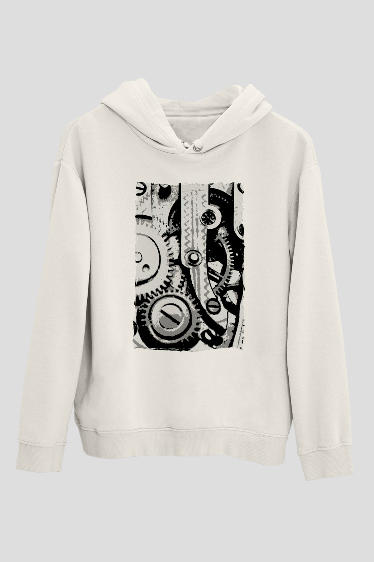 Saatçi Beyaz Unisex Kapüşonlu Sweatshirt