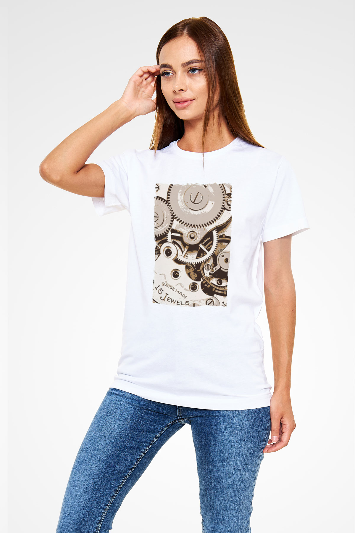 Saatçi Beyaz Unisex Tişört T-Shirt - TişörtFabrikası