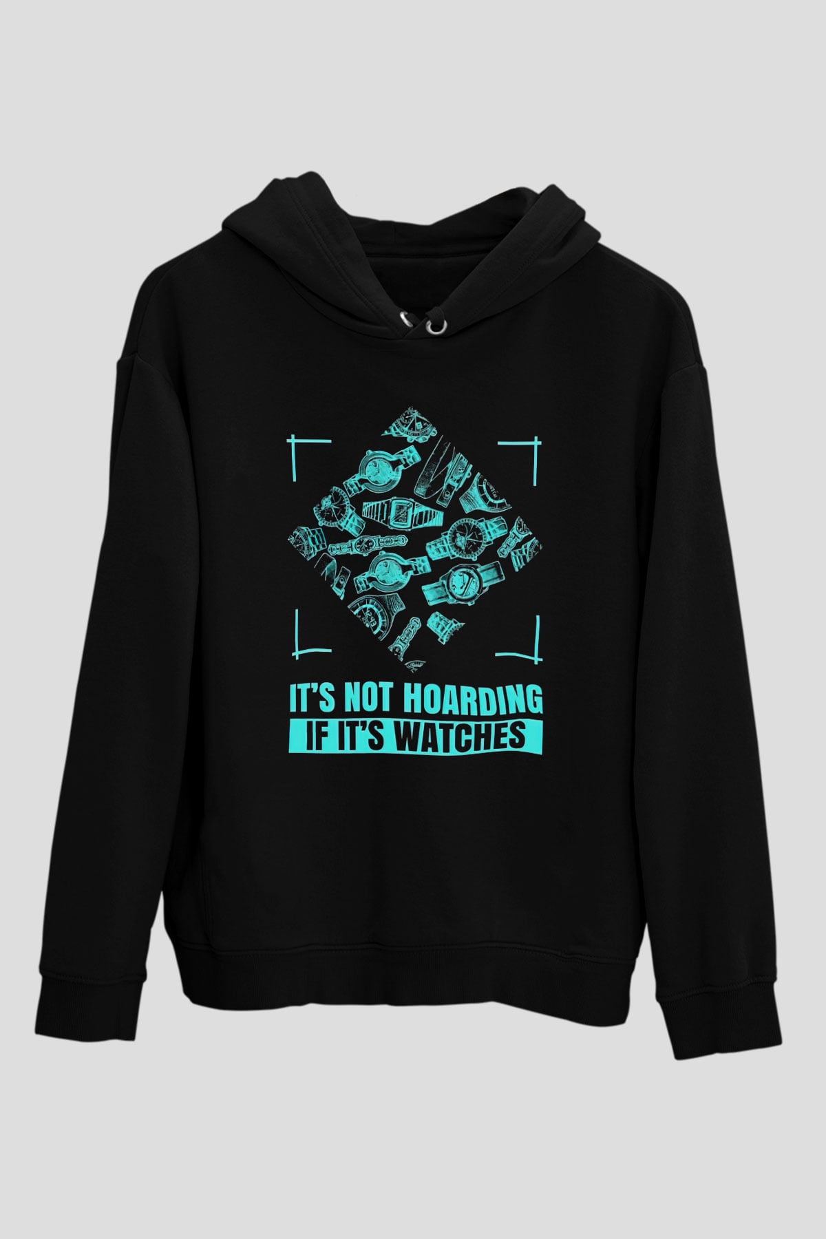 Saatçi Siyah Unisex Kapüşonlu Sweatshirt