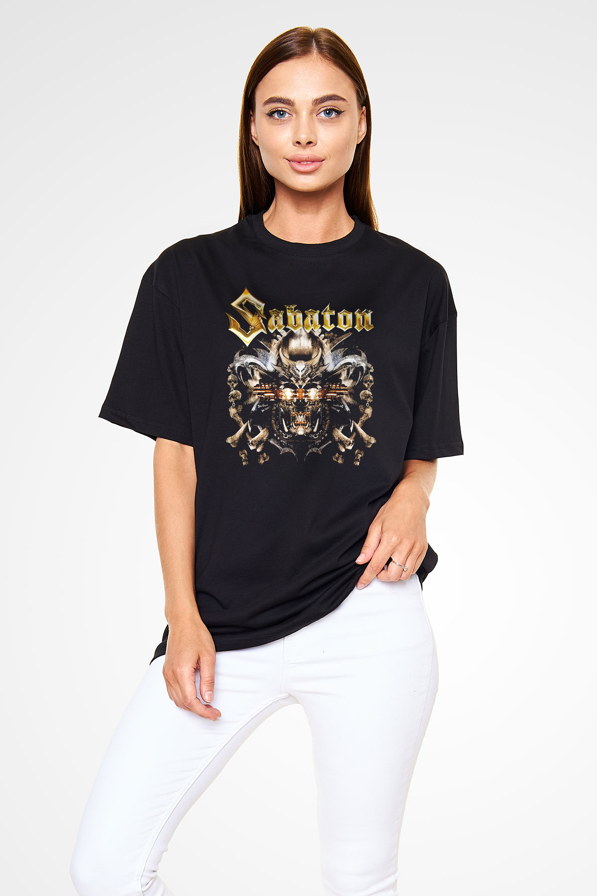 Sabaton Siyah Unisex Oversize Tişört T-Shirt