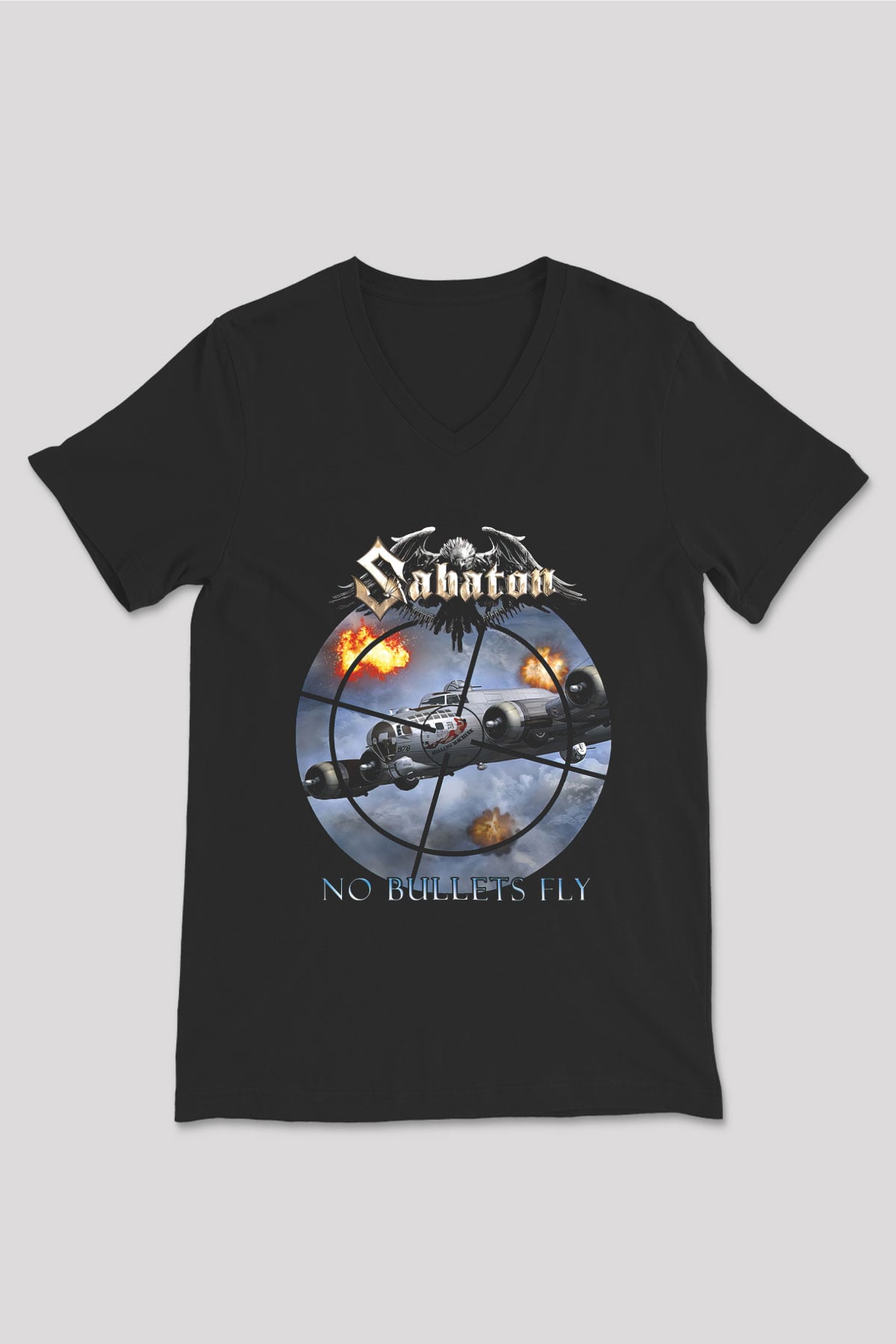 Sabaton Siyah Unisex V Yaka Tişört T-Shirt