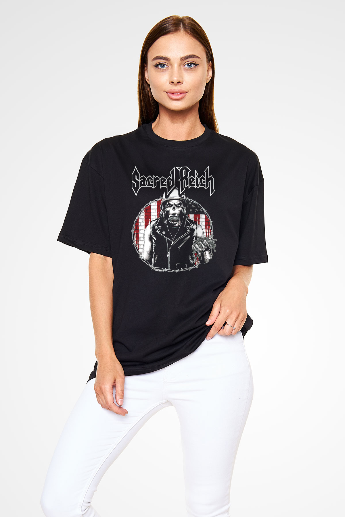 Sacred Reich Siyah Unisex Oversize Tişört T-Shirt