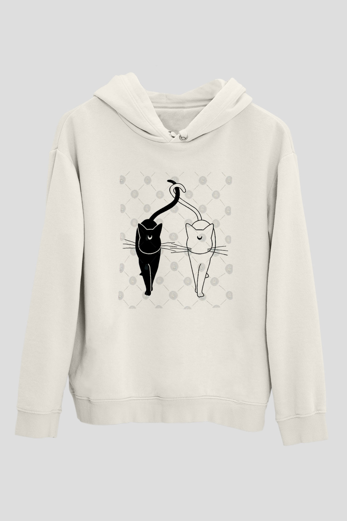 Sailor Moon Baskılı Beyaz Unisex Hoodie