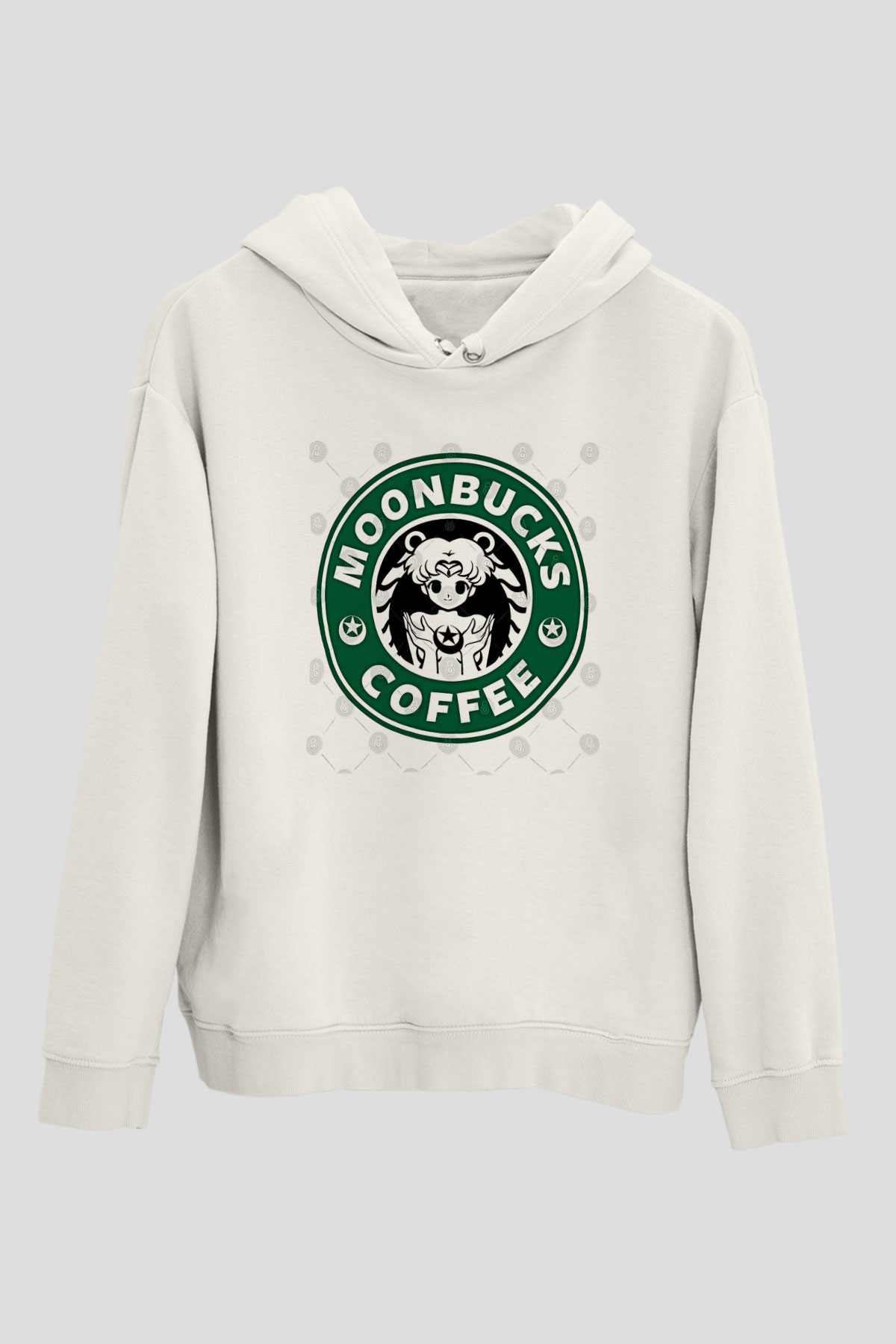 Sailor Moon Baskılı Beyaz Unisex Hoodie