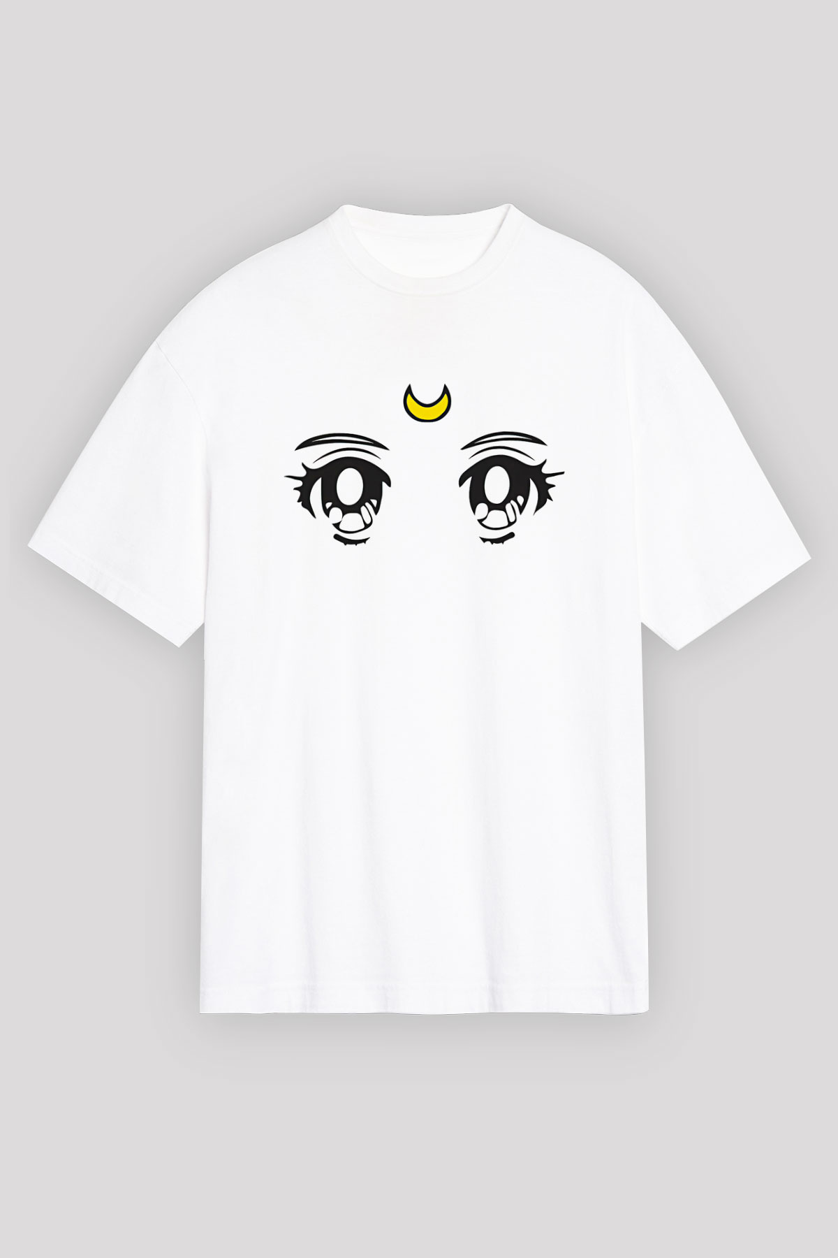 Sailor Moon Baskılı Beyaz Unisex Oversize Tişört - Tshirt