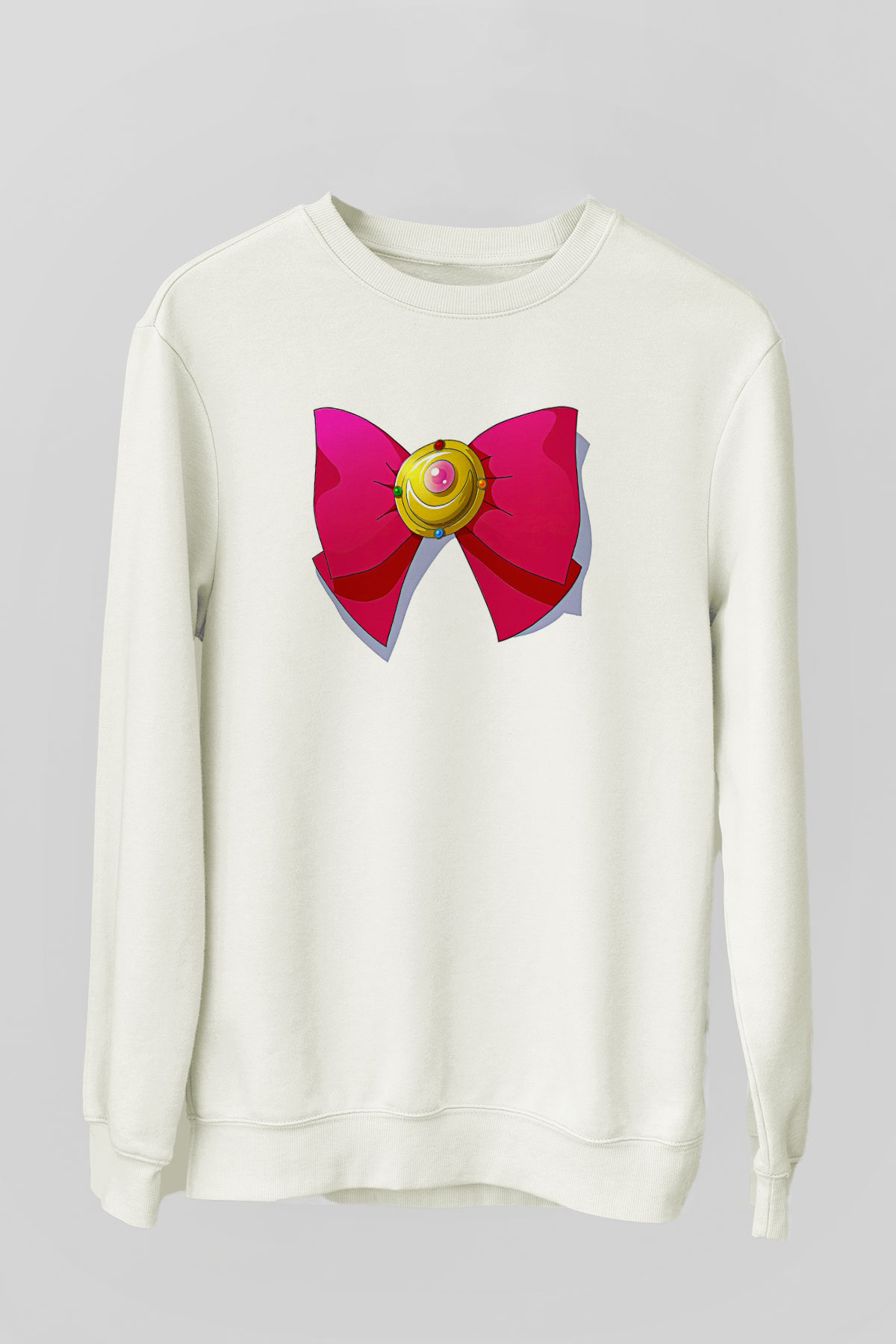 Sailor Moon Baskılı Beyaz Unisex Sweatshirt