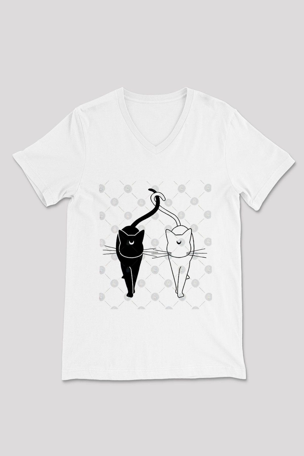 Sailor Moon Baskılı Beyaz Unisex V Yaka Tişört - Tshirt