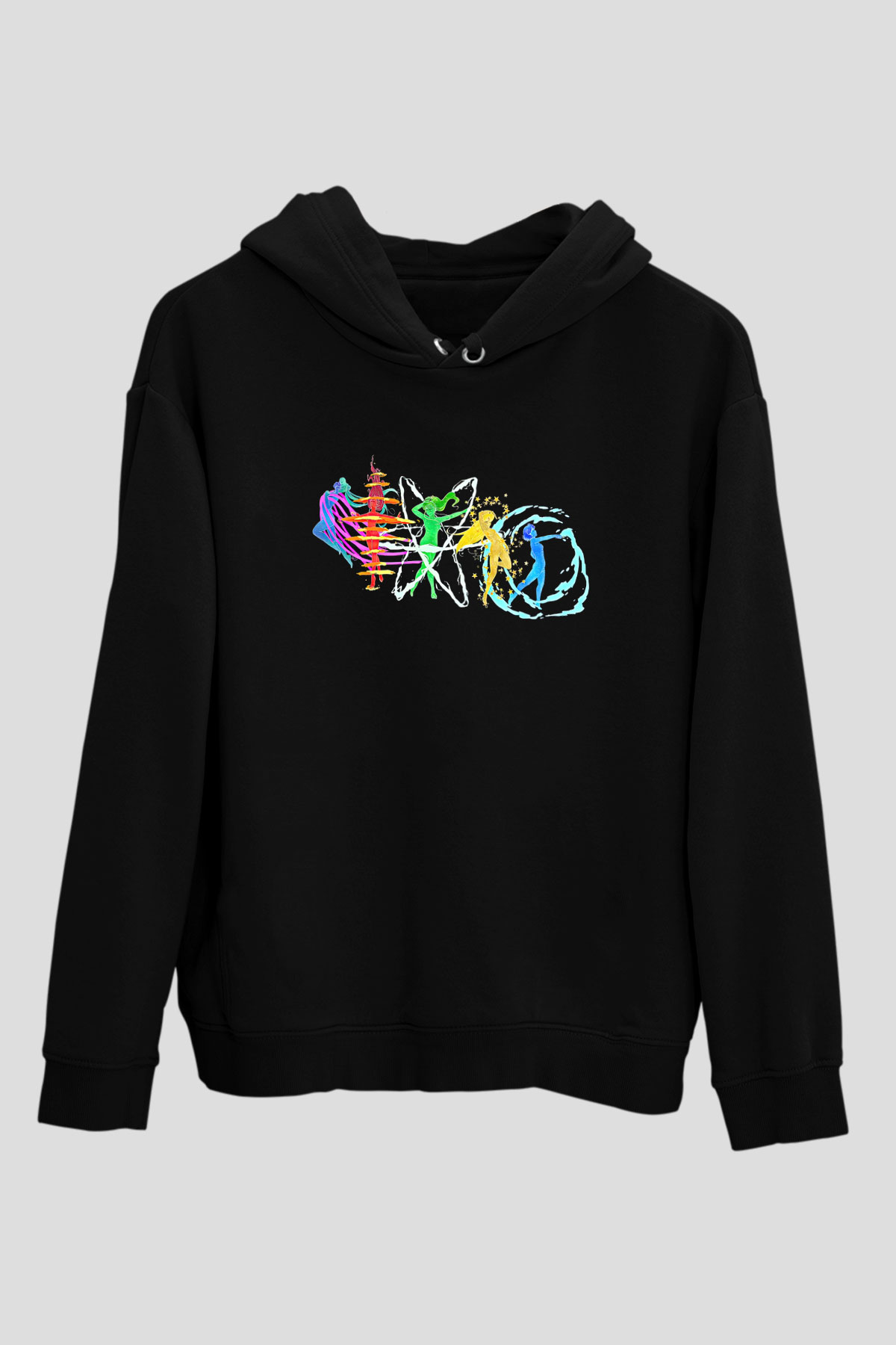 Sailor Moon Baskılı Unisex Siyah Hoodie