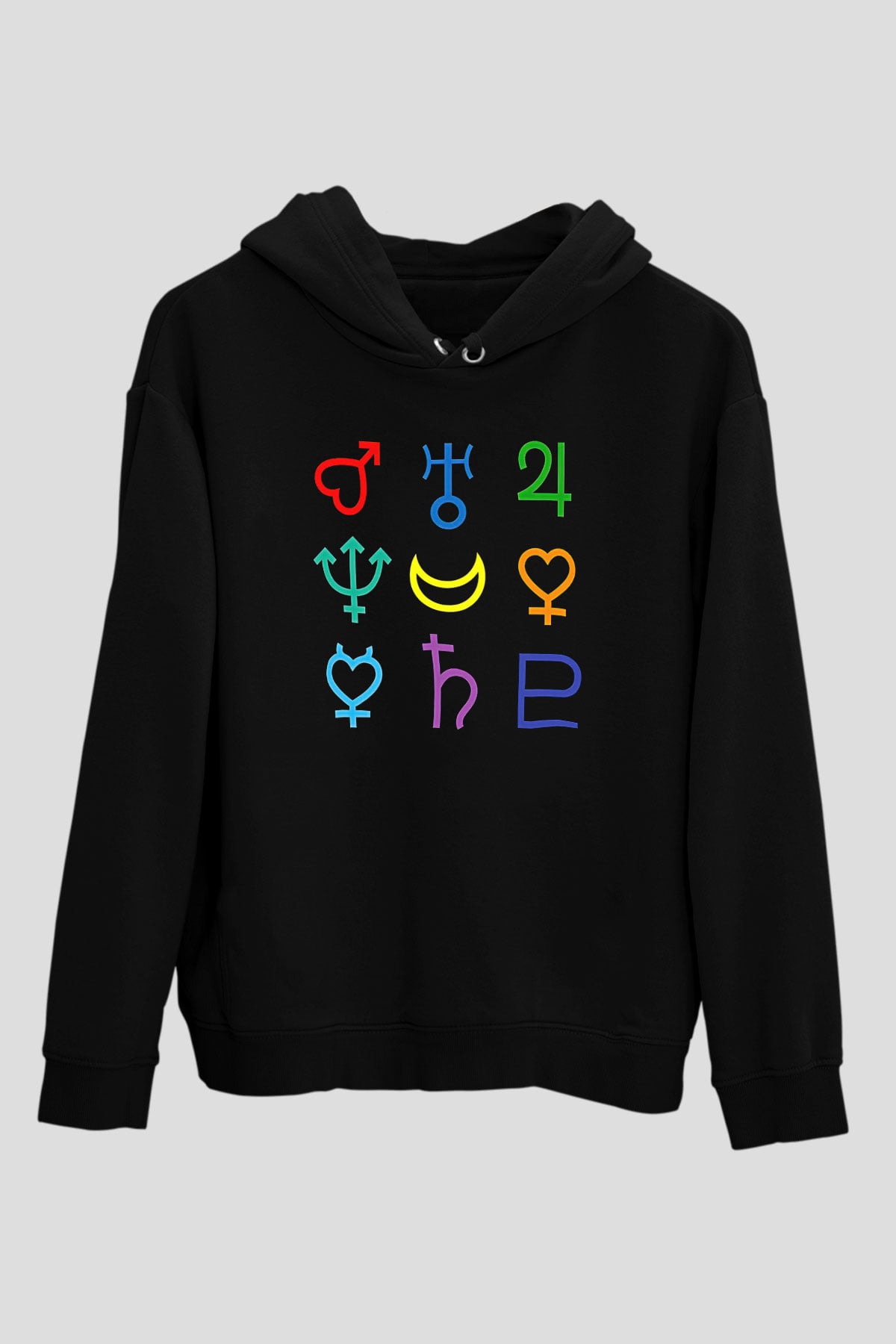 Sailor Moon Baskılı Unisex Siyah Hoodie