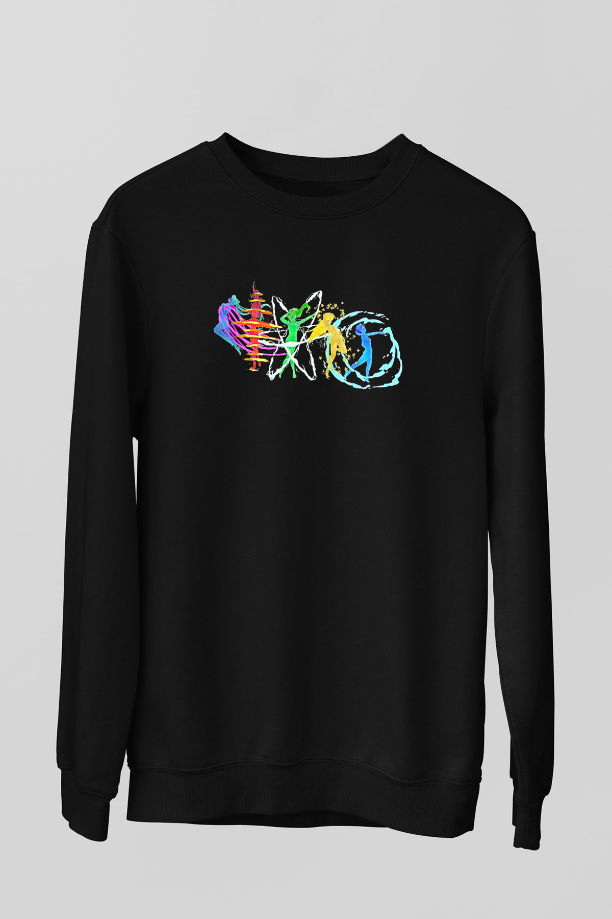 Sailor Moon Baskılı Unisex Siyah Sweatshirt