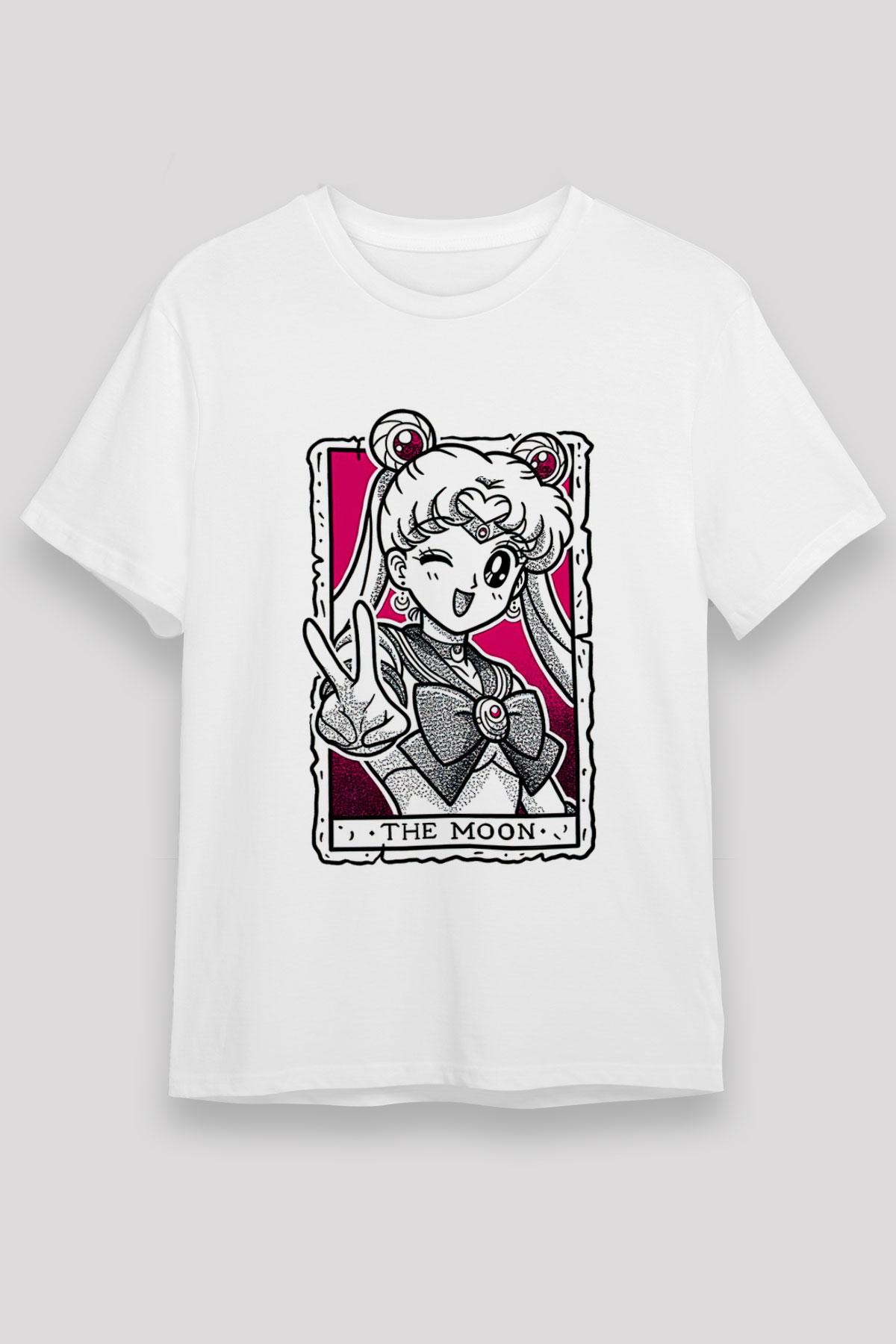 Sailor Moon Unisex Baskılı Beyaz Tişört - Tshirt
