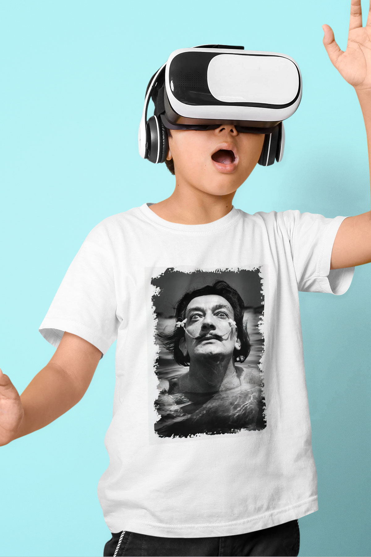 Salvador Dali Baskılı Beyaz Unisex Çocuk Tişört