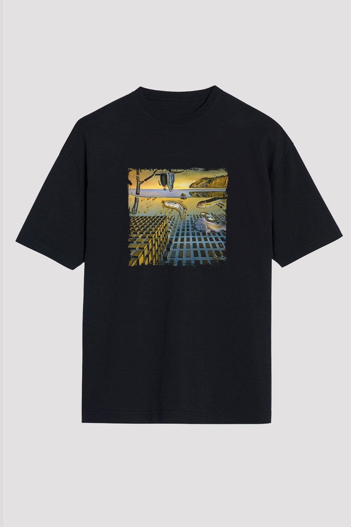 Salvador Dali Baskılı Unisex Siyah Oversize Tişört