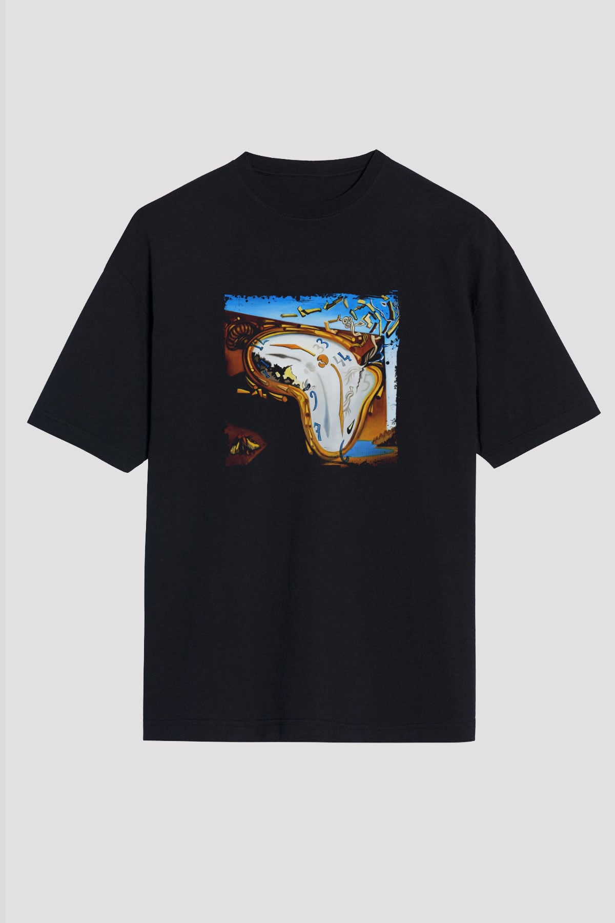 Salvador Dali Baskılı Unisex Siyah Oversize Tişört