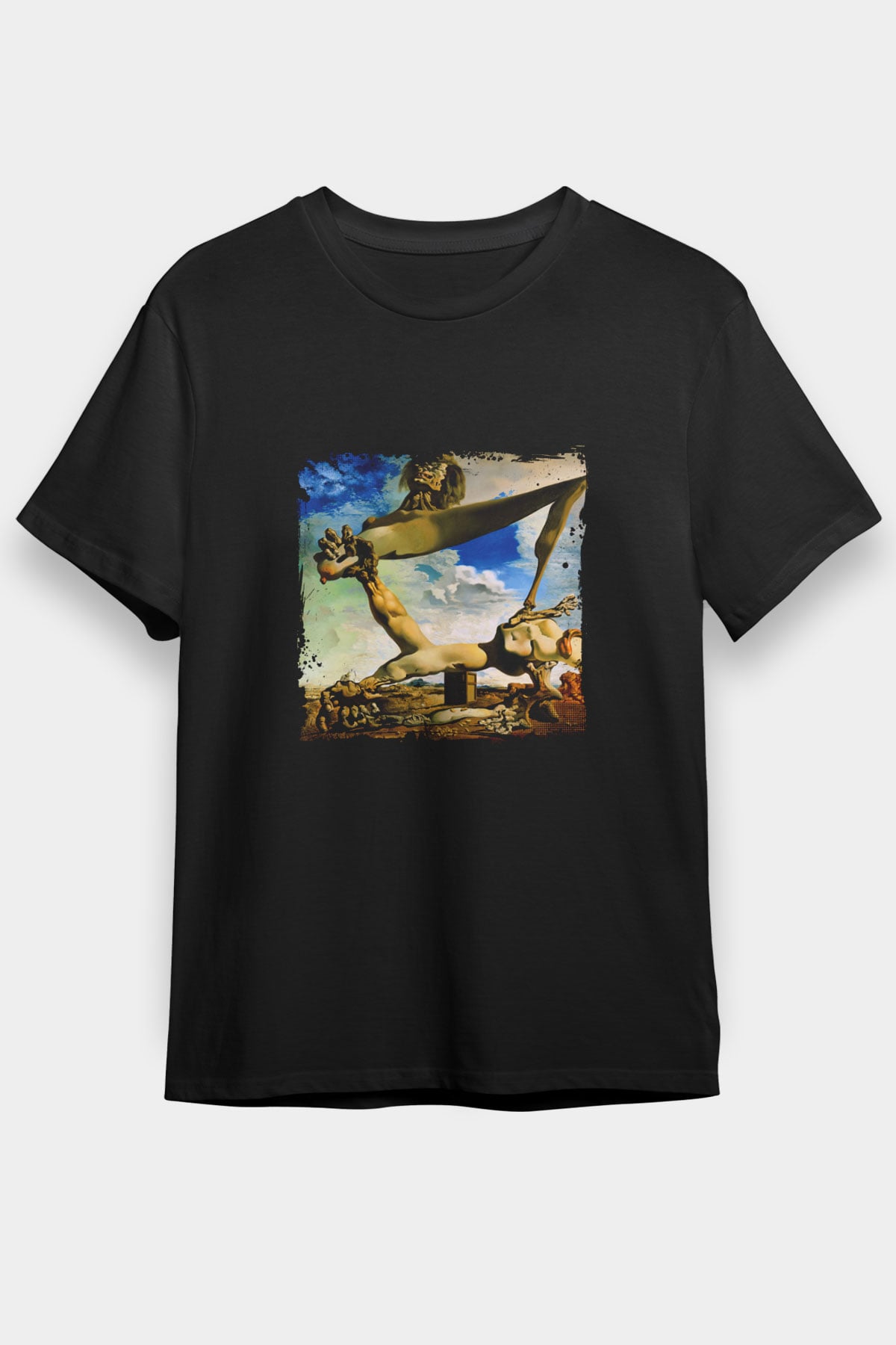 Salvador Dali Baskılı Unisex Siyah Tişört