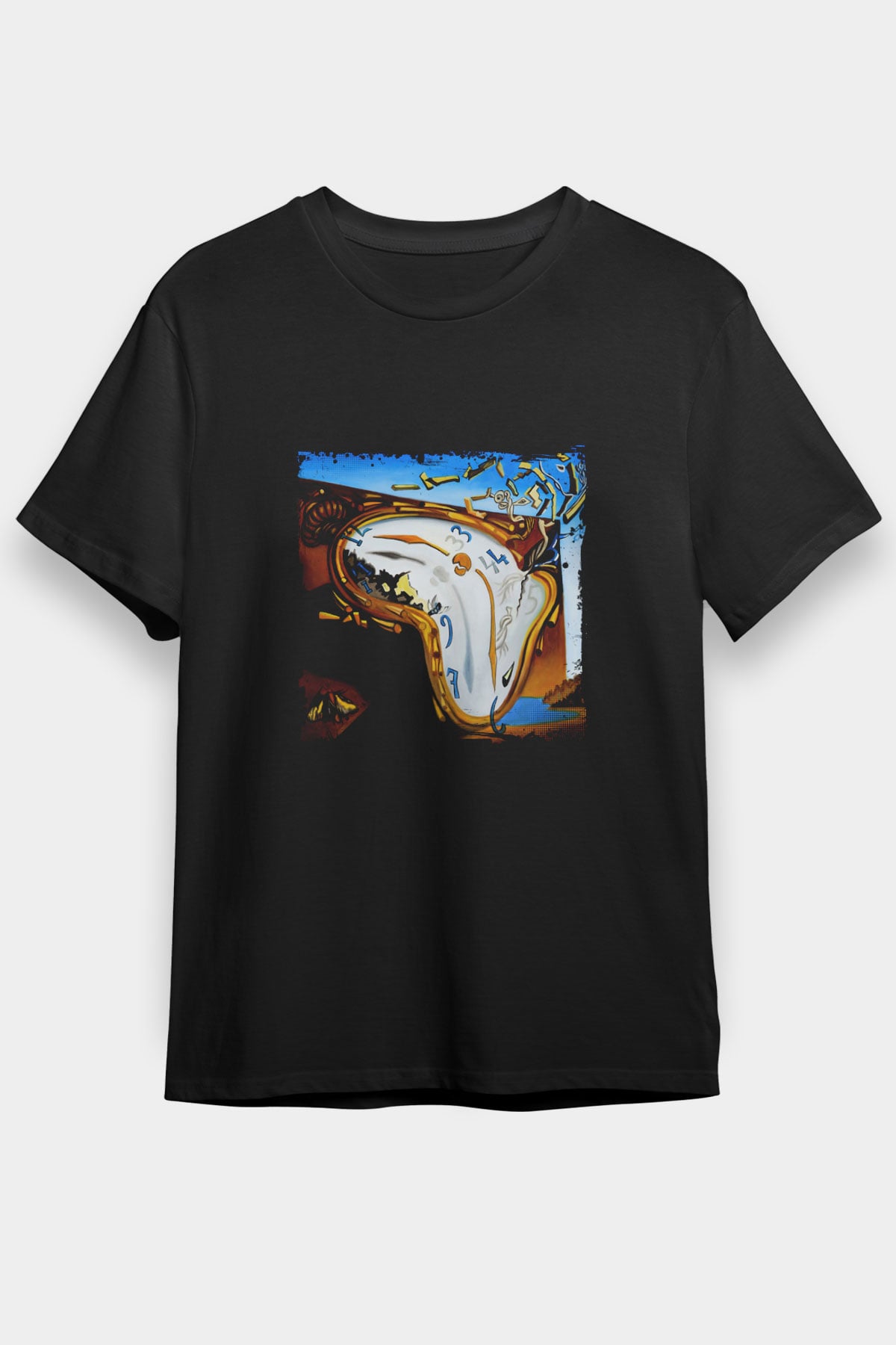 Salvador Dali Baskılı Unisex Siyah Tişört