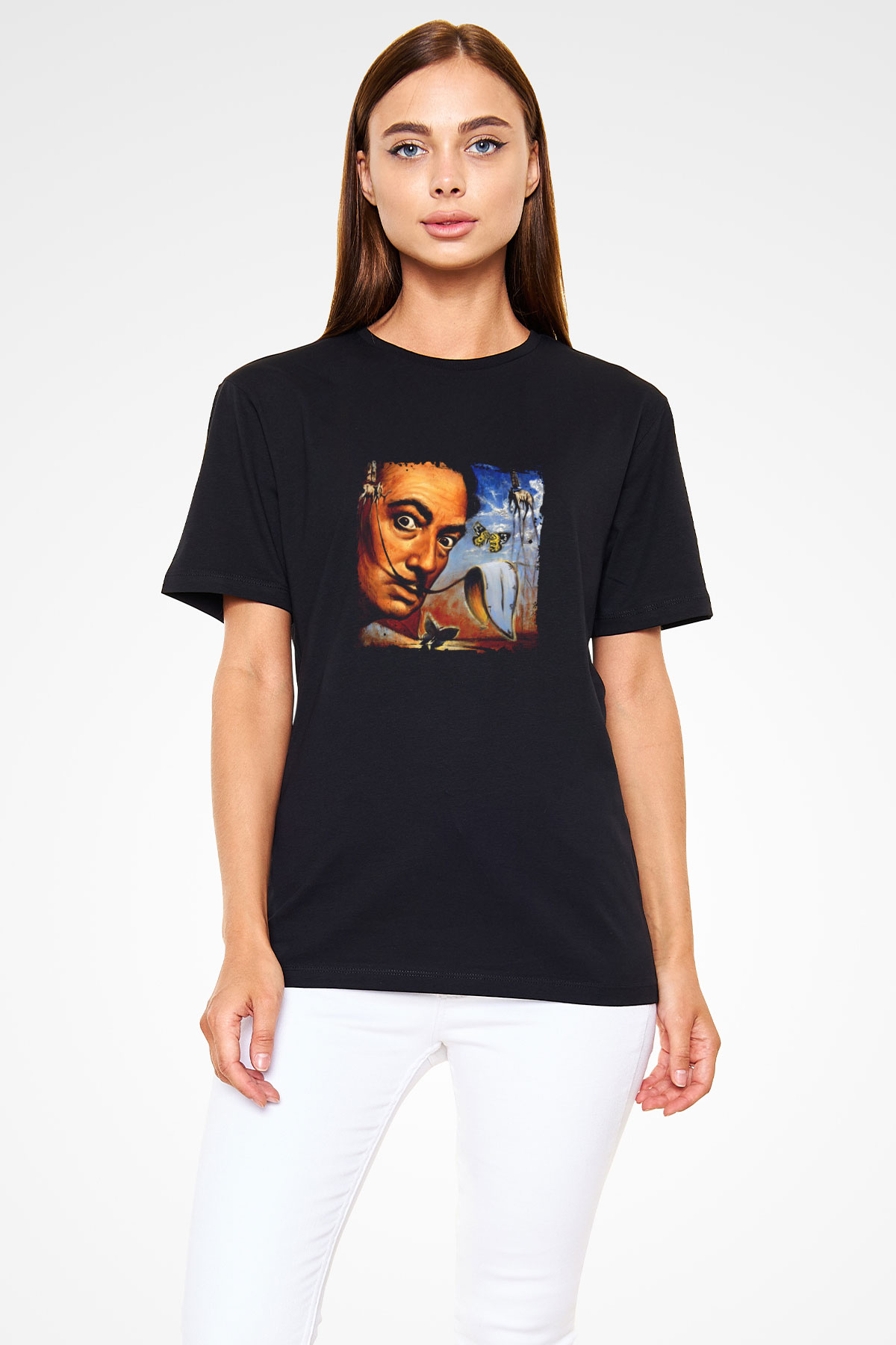 Salvador Dali Baskılı Unisex Siyah Tişört