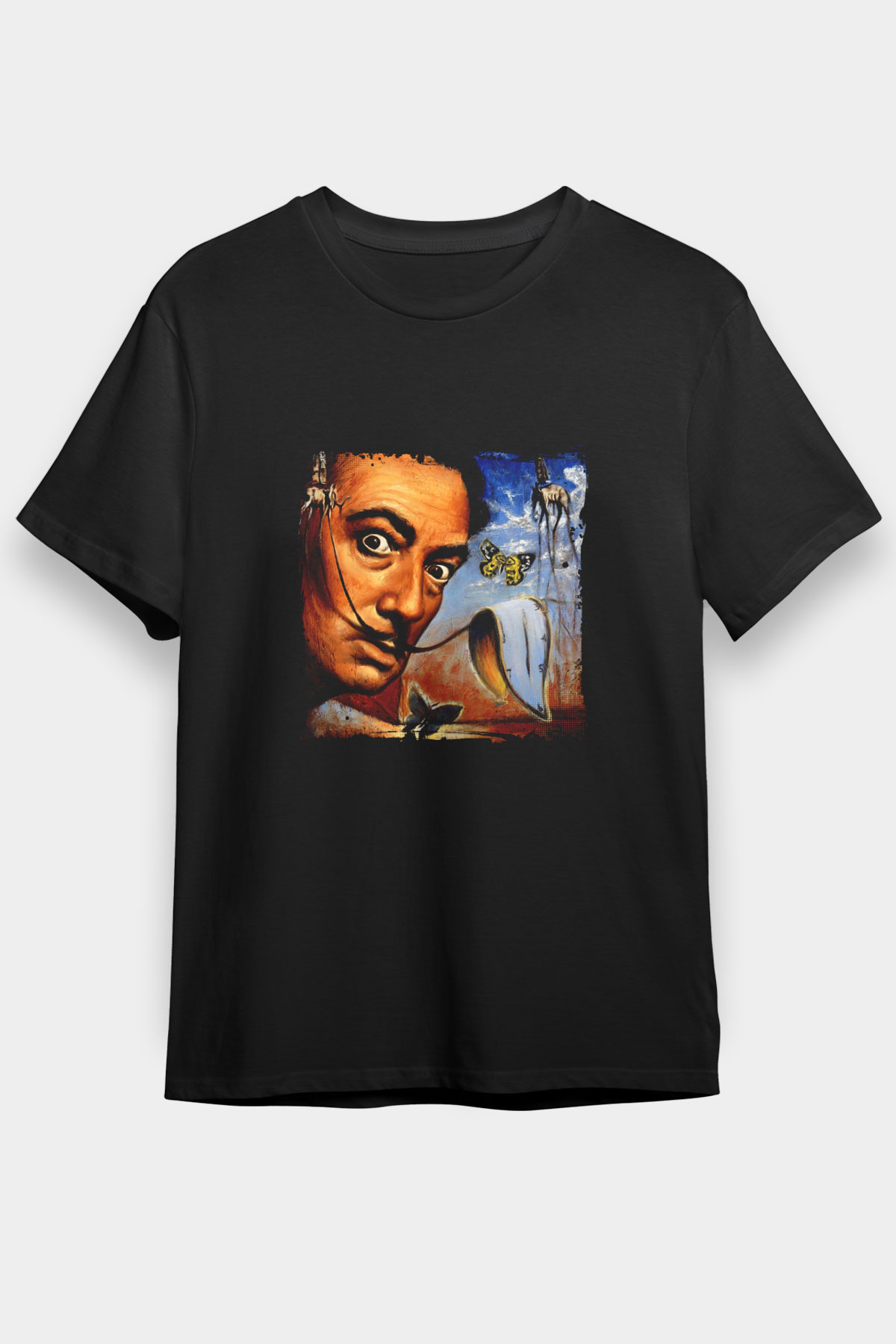 Salvador Dali Baskılı Unisex Siyah Tişört