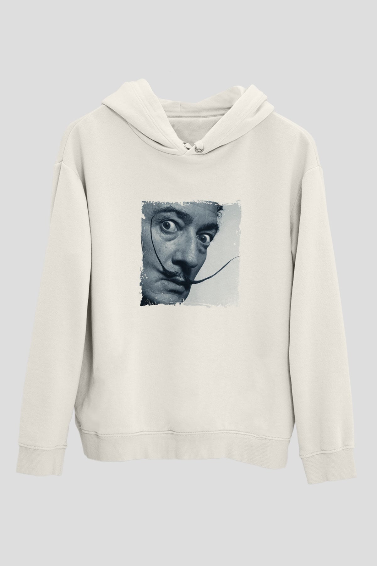 Salvador Dali Unisex Baskılı Beyaz Kapüşonlu Sweatshirt