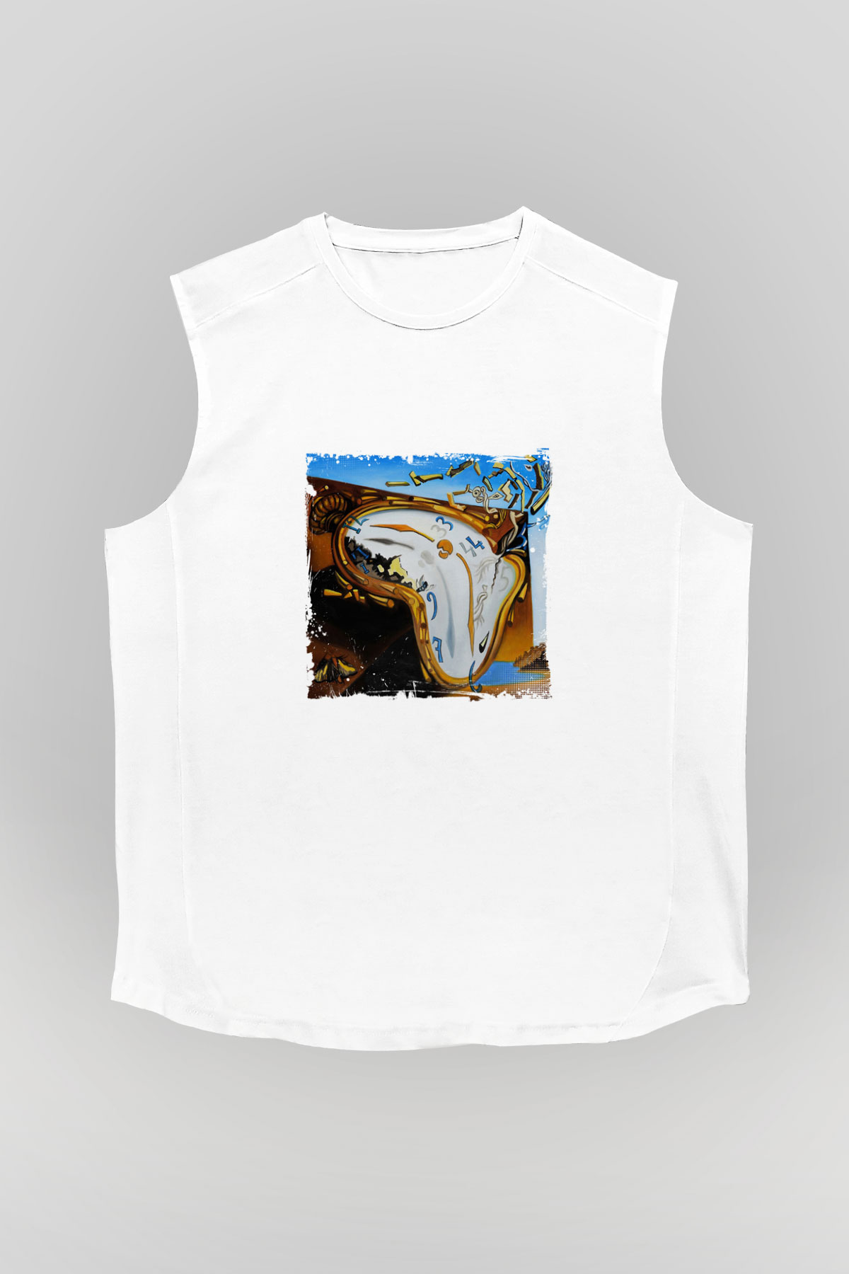 Salvador Dali Unisex Baskılı Beyaz Kolsuz Tişört