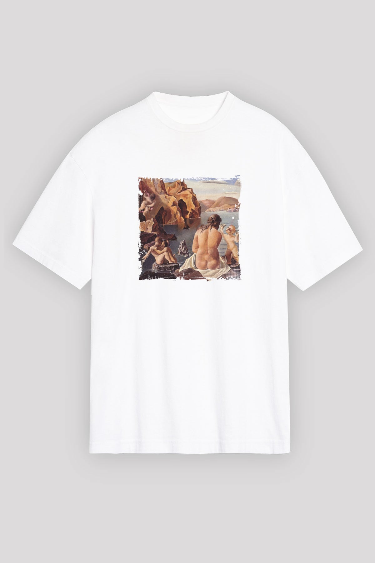 Salvador Dali Oversize Baskılı Beyaz Tişört