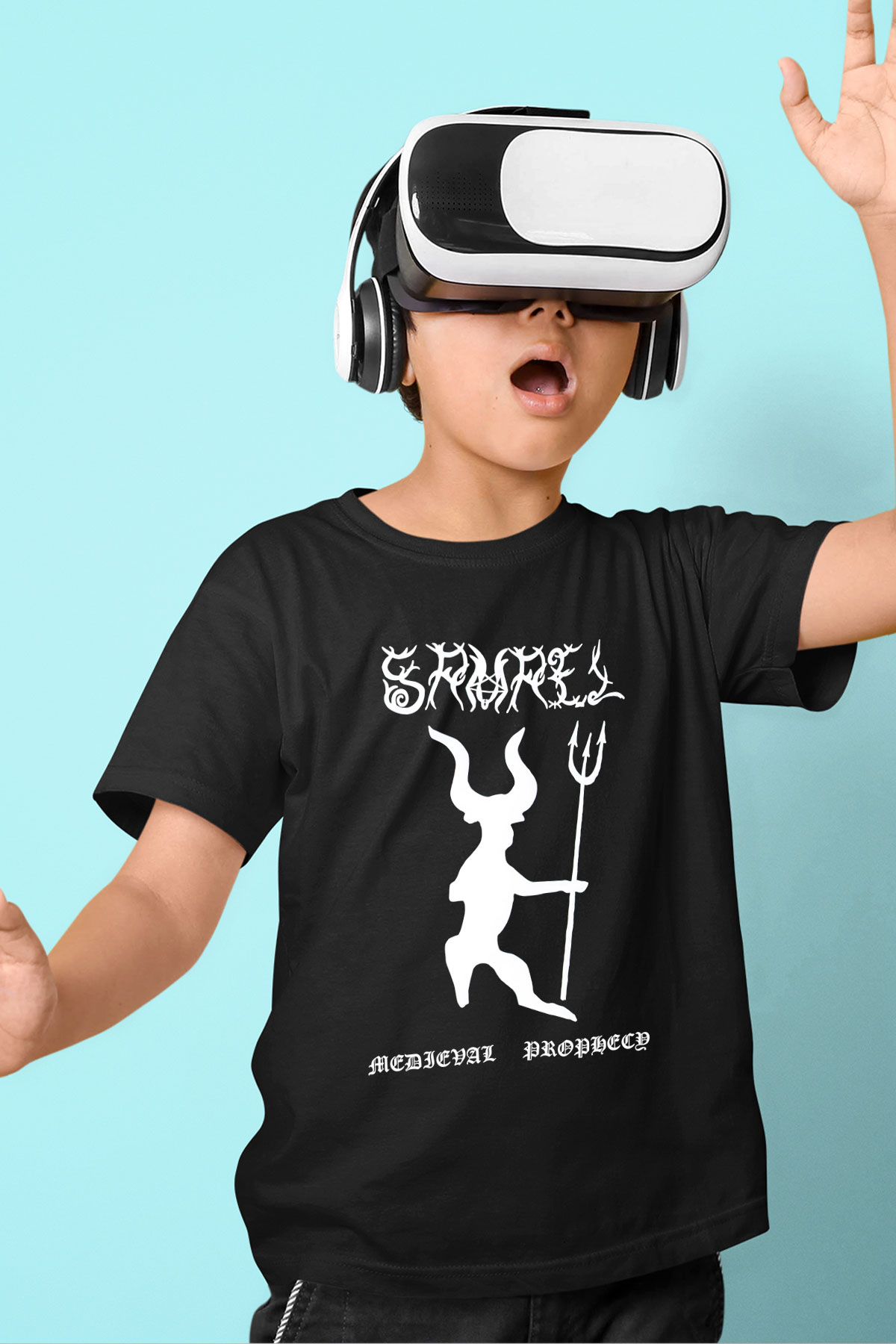 Samael Baskılı Unisex Siyah Çocuk Tişört - Tshirt