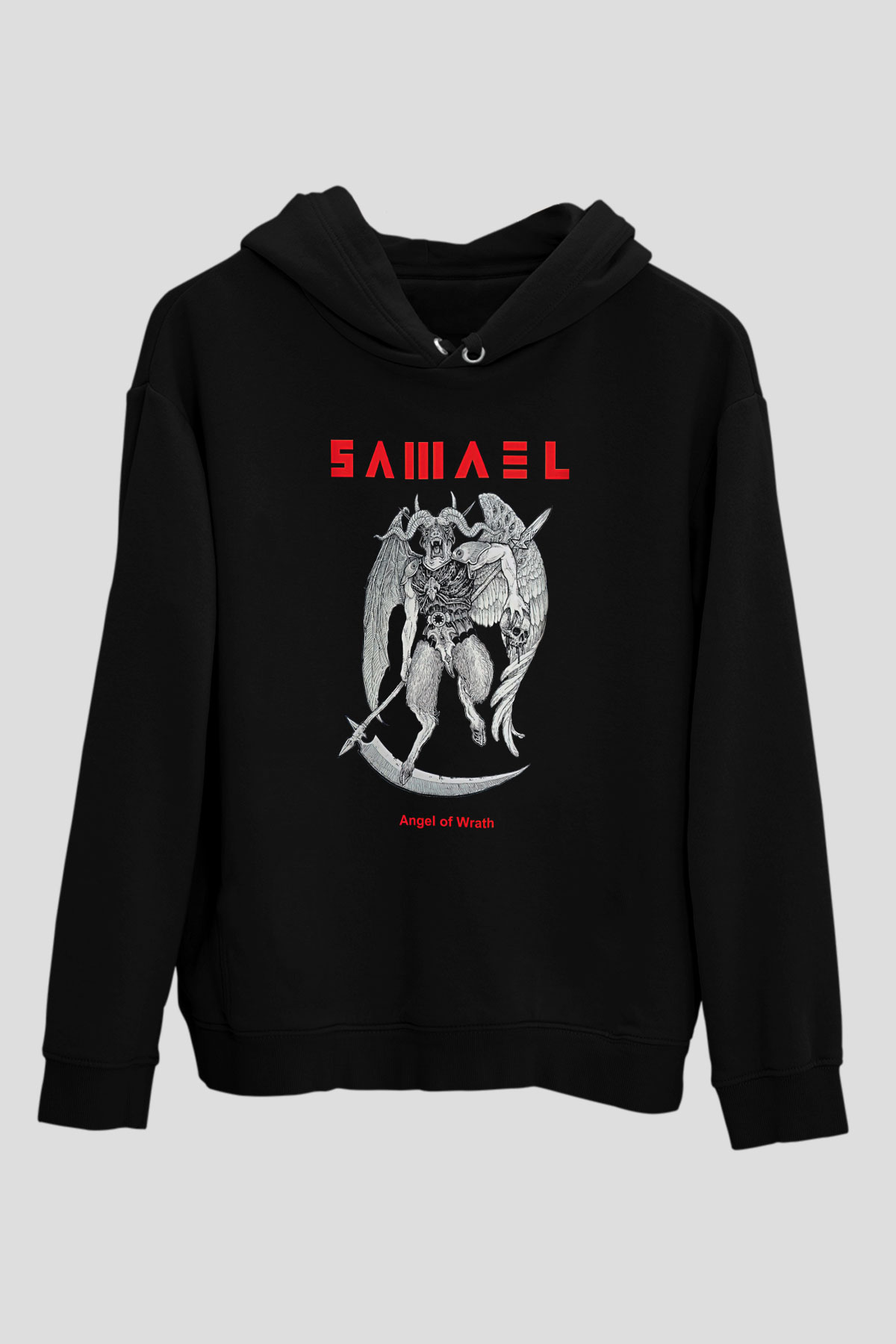 Samael Baskılı Unisex Siyah Kapüşonlu Sweatshirt