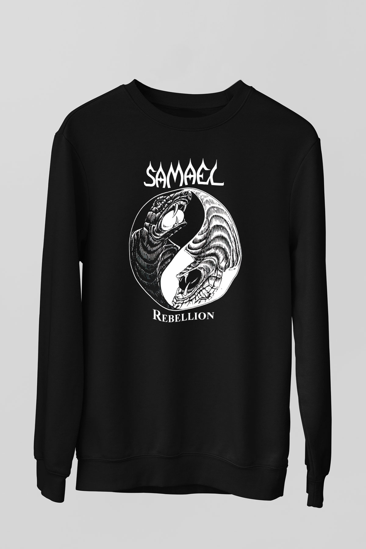 Samael Baskılı Unisex Siyah Sweatshirt