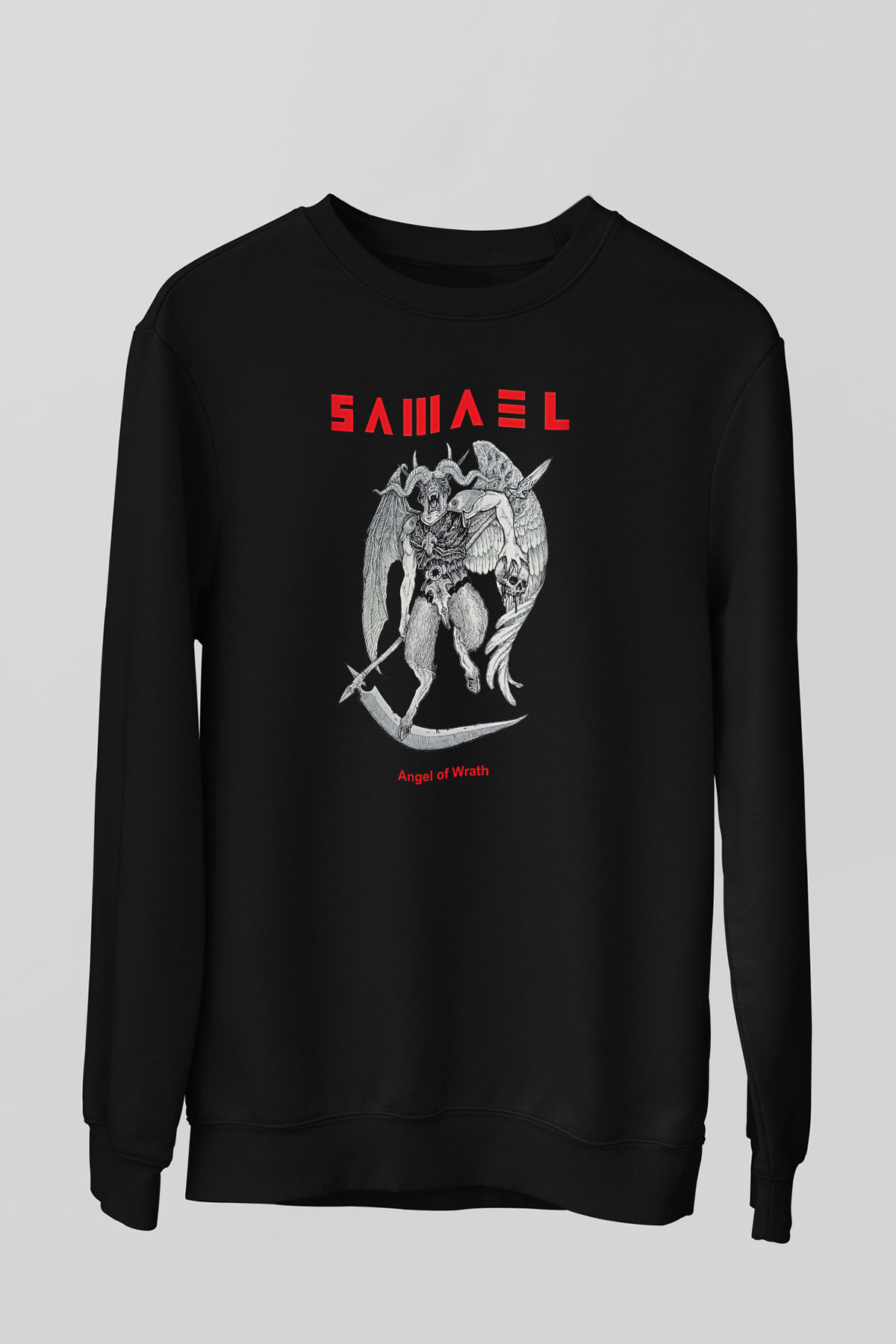 Samael Baskılı Unisex Siyah Sweatshirt